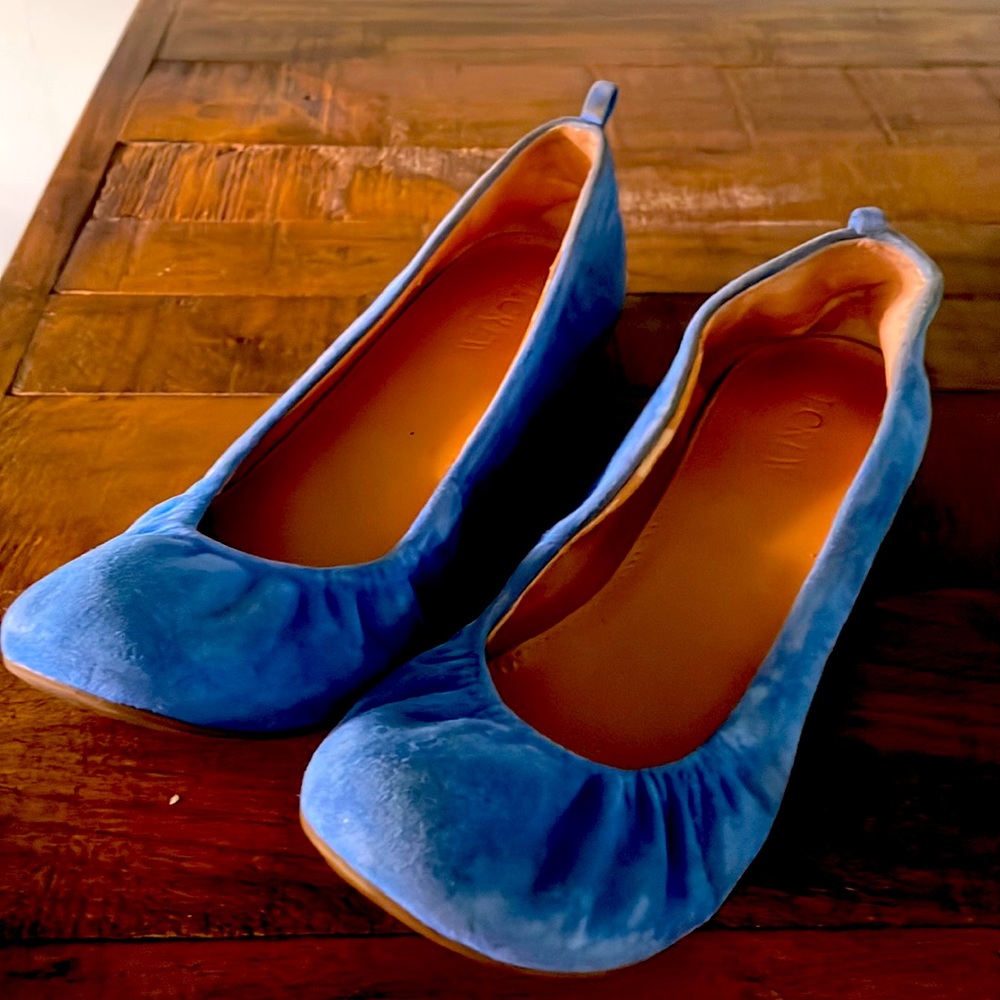 Light blue cornflower blue j crew ballet flats